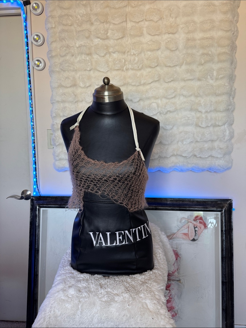HANDCRAFTED Sheer Knit Scarf Top in Taupe by me - Picture 3 of 17